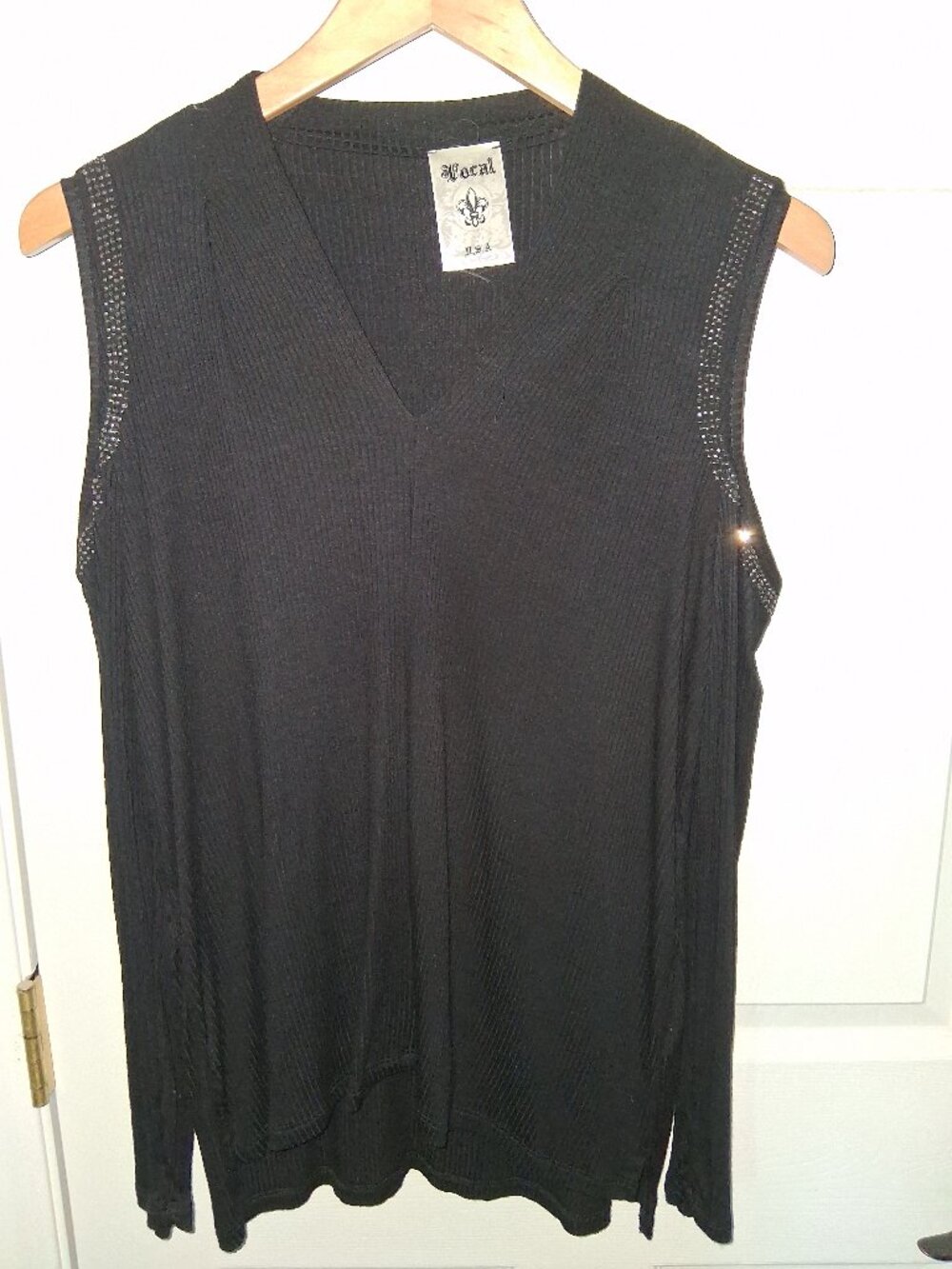 Brand New Women's Cold Shoulder Bejeweled Blouse Sz L